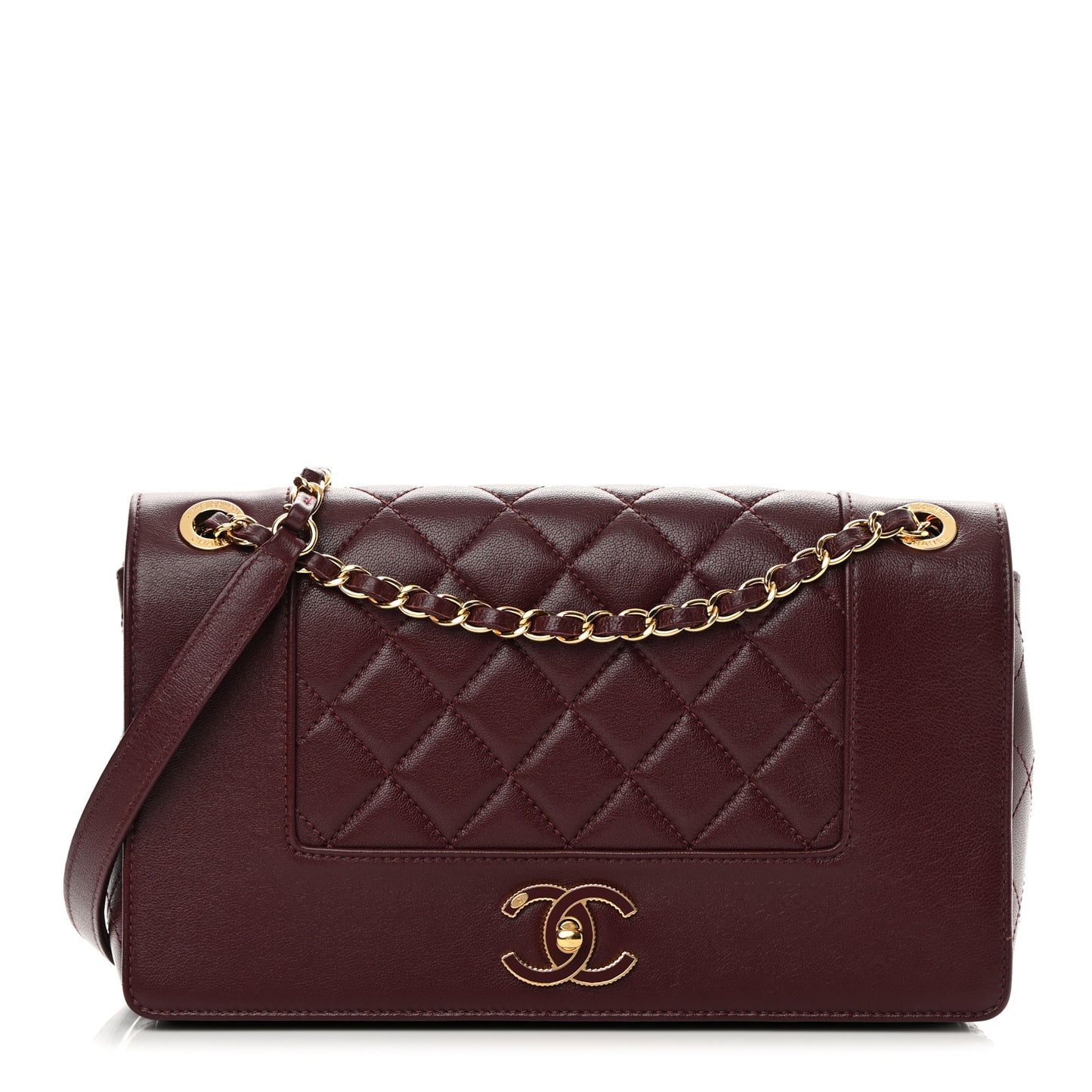 Sheepskin Quilted Vintage Mademoiselle Flap Dark Red