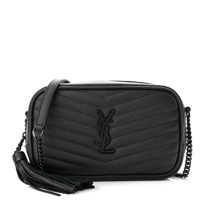 Saint Laurent Grain De Poudre Matelasse Monogram Mini Lou Camera Bag Black 1 of 11