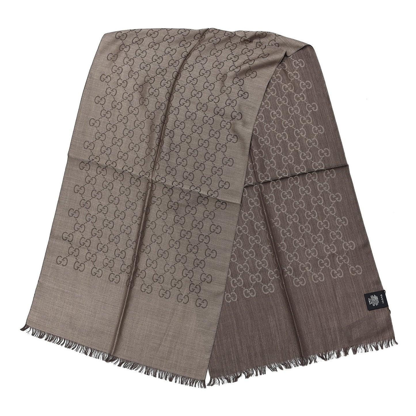 Wool Silk GG Monogram GGNat Scarf Rope Dark Brown