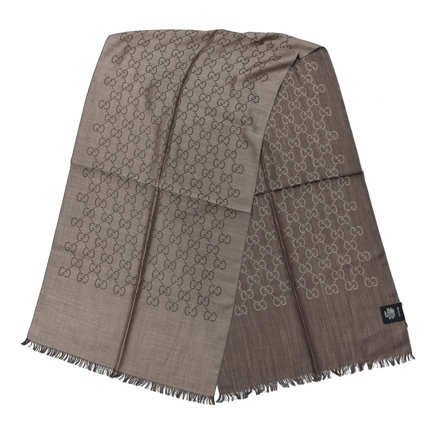 Gucci Wool Silk GG Monogram GGNat Scarf Rope Dark Brown 3 of 5