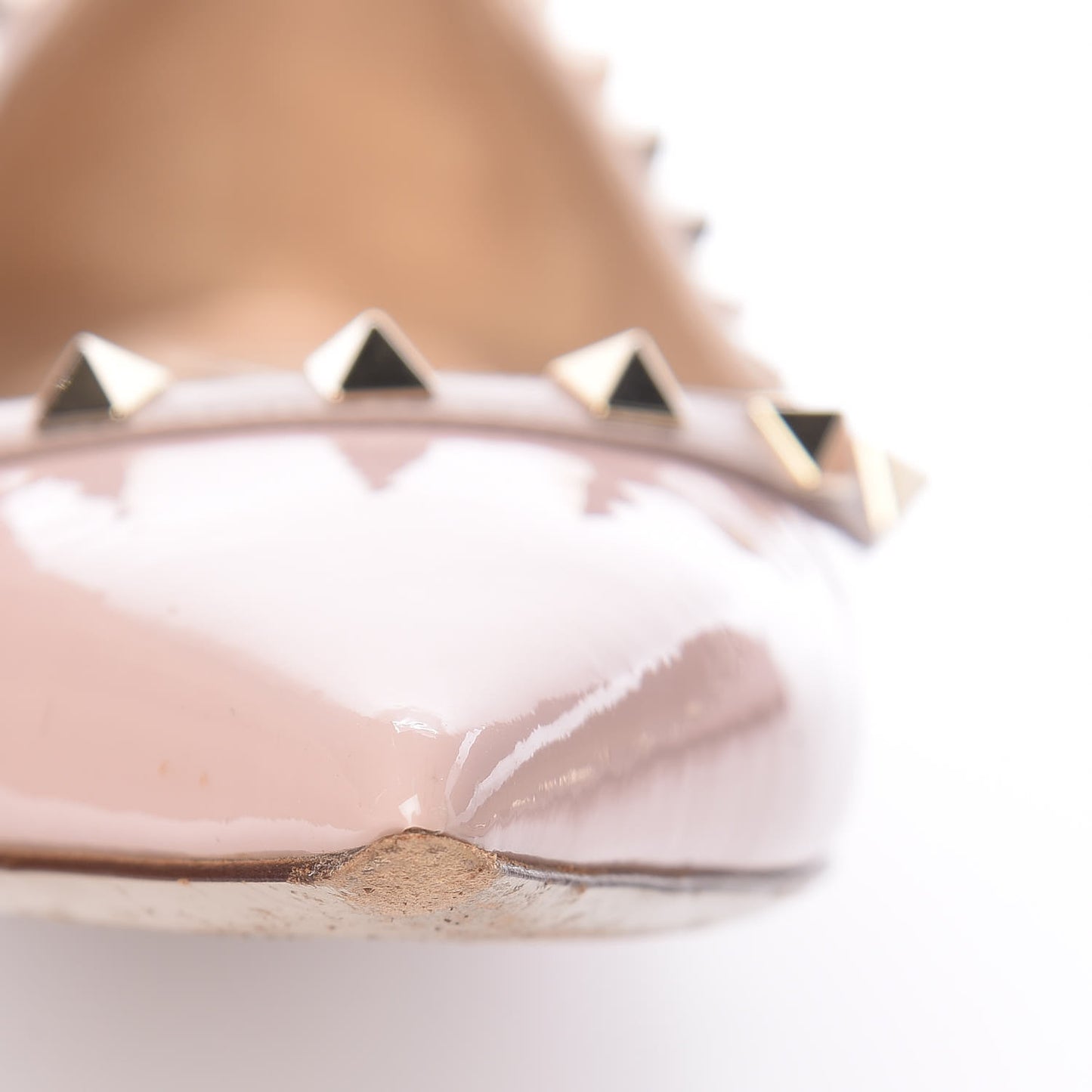 Patent Nappa Rockstud Ballerina Flats 40.5 Water Rose Poudre