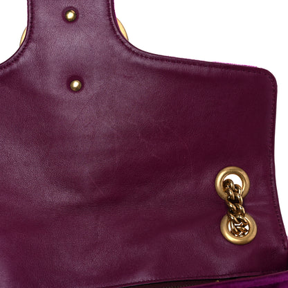 Gucci Velvet Matelasse Loved Embroidered Medium GG Marmont Shoulder Bag Fuchsia Violet Cyclamen 14 of 24