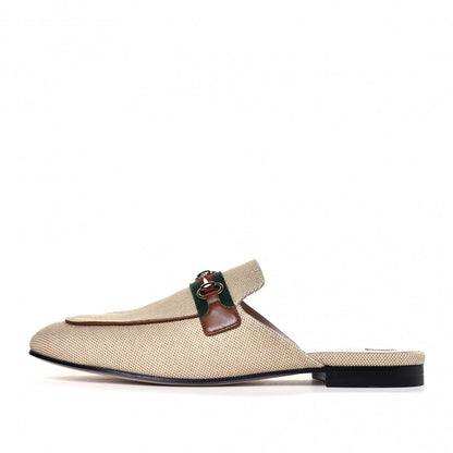 Gucci Canvas Vintage Charlotte Web Princetown Slippers 41 Sand Cuir 2 of 11