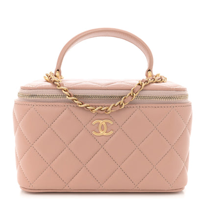 Chanel Lambskin Quilted Small Top Handle Vanity Case With Chain Beige 1 of 11
