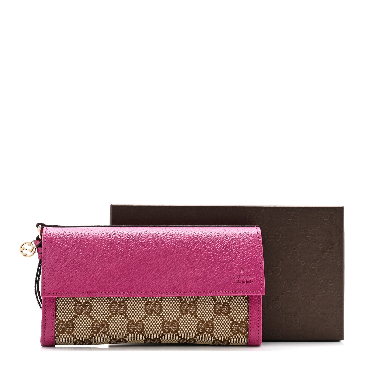 Gucci Calfskin GG Monogram Continental Wallet Beige Fuchsia 11 of 11