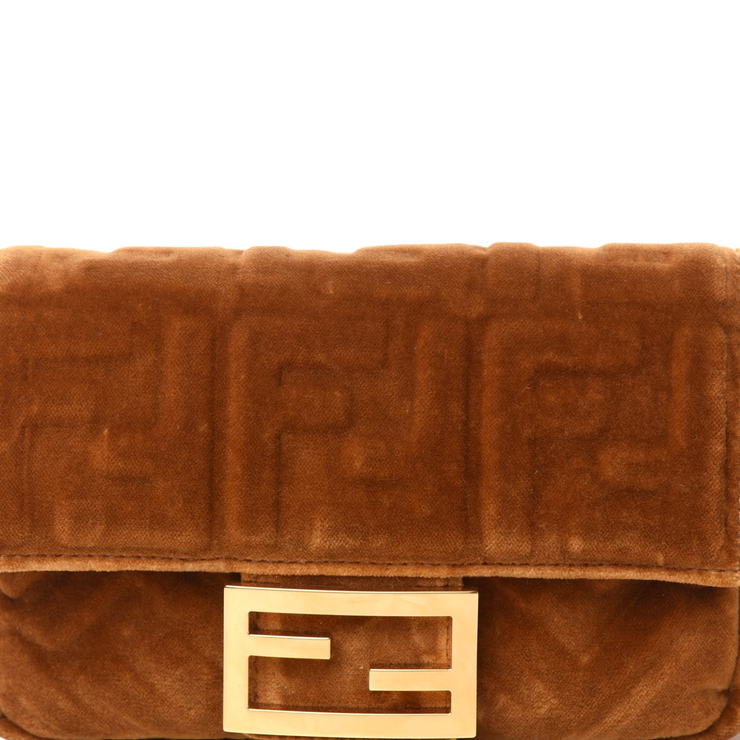 Velvet FF Embossed Hip Belt Baguette Bag Caramel