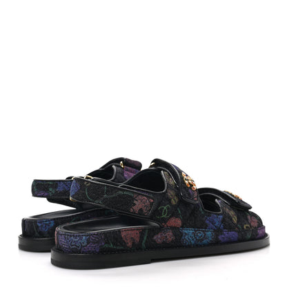 Chanel Denim Quilted Dad Sandals 38 Black Multicolor 4 of 9