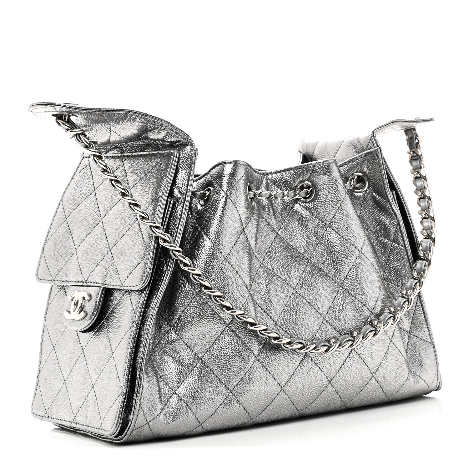 Chanel Metallic Caviar Quilted Small Chanel 25 Handbag Anthracite 3 of 10