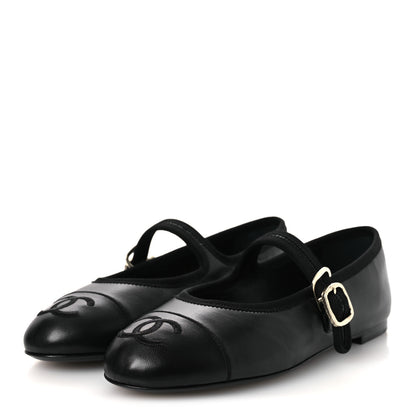 Chanel Lambskin Mary Jane Flats 37.5 Black 4 of 11
