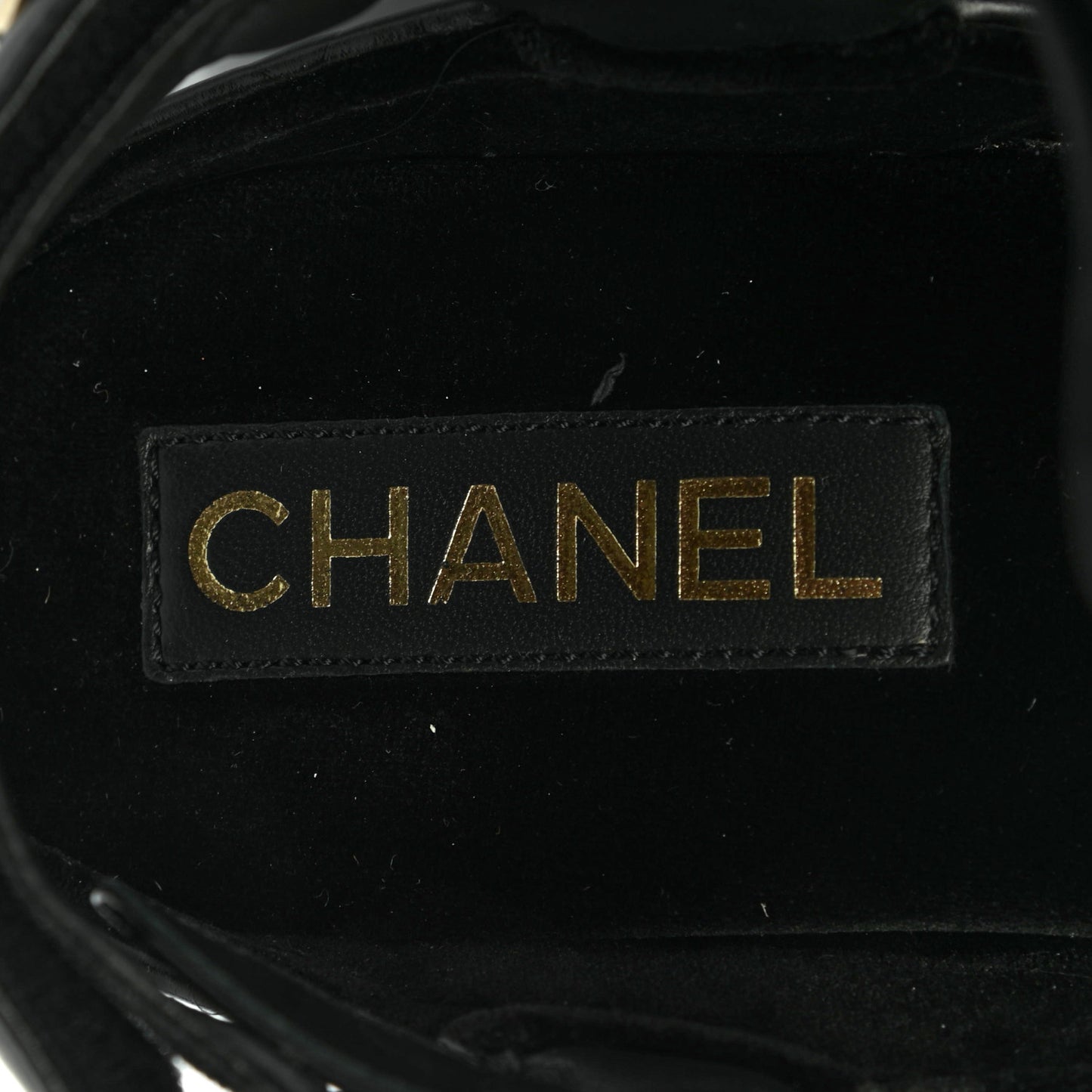 Shiny Calfskin Logo Platform Sandals 38 Black