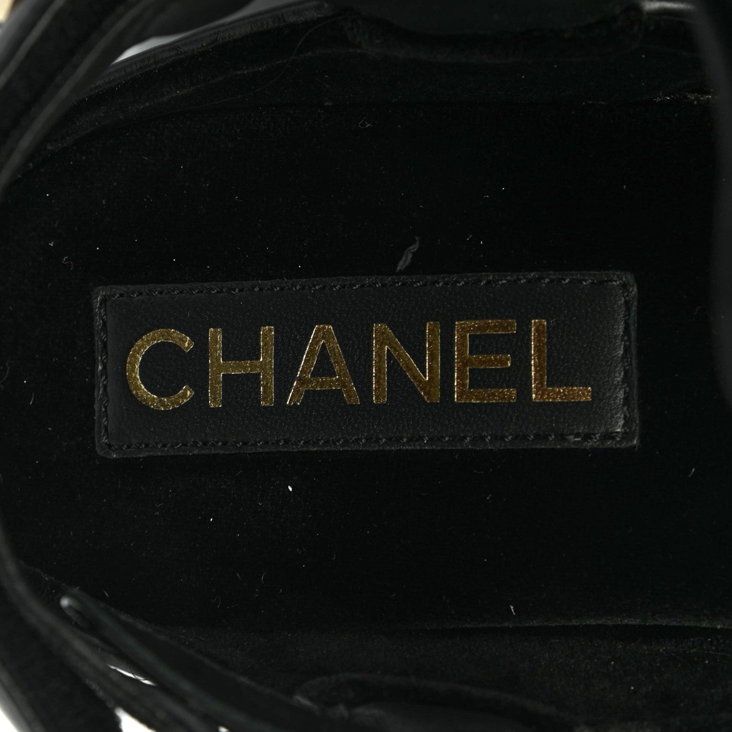 Chanel Shiny Calfskin Logo Platform Sandals 38 Black 7 of 10