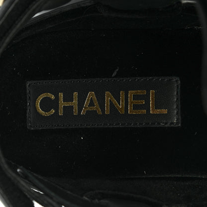 Chanel Shiny Calfskin Logo Platform Sandals 38 Black 7 of 10