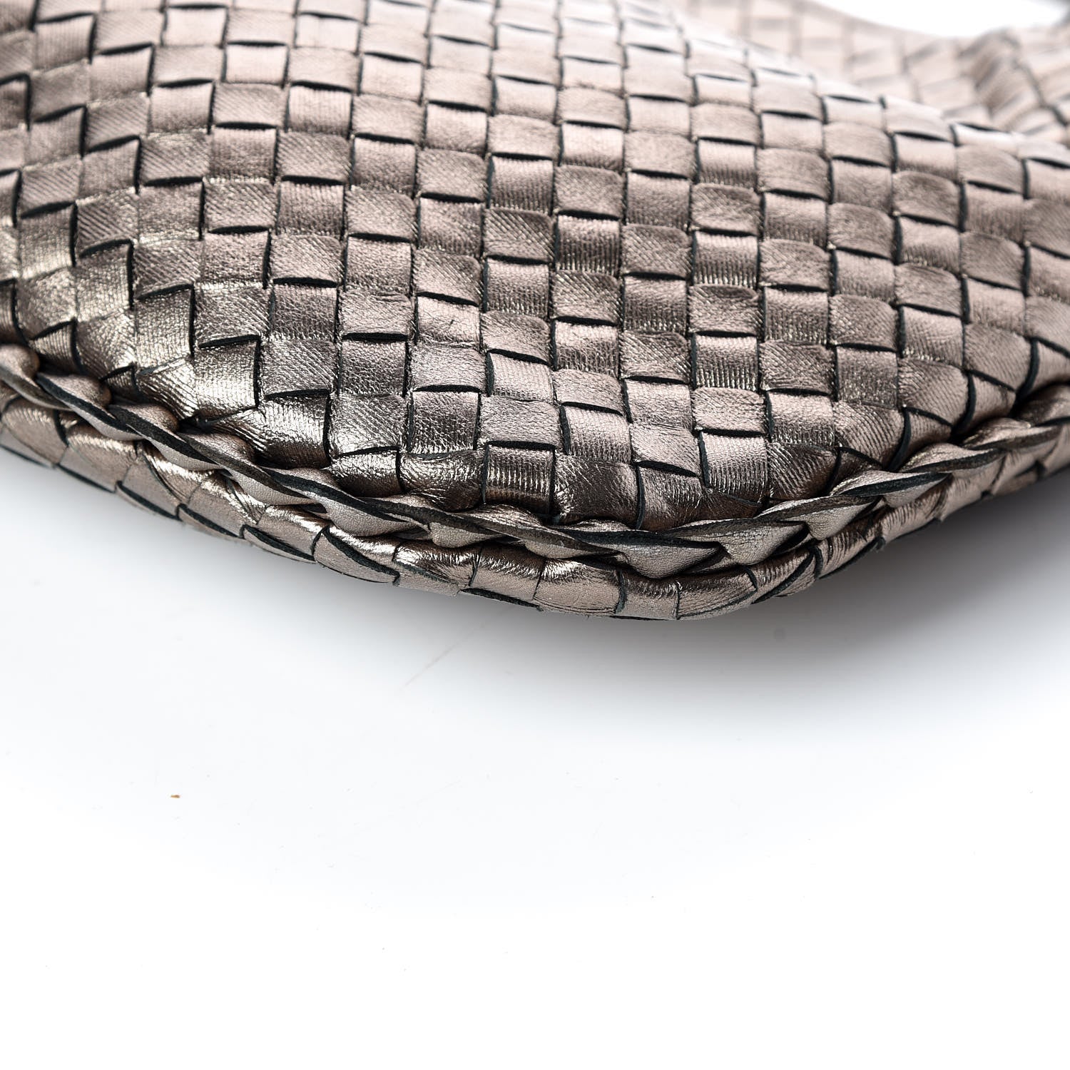 Bottega Veneta Metallic Grosgrain Intrecciato Medium Veneta Hobo Pewter 6 of 11
