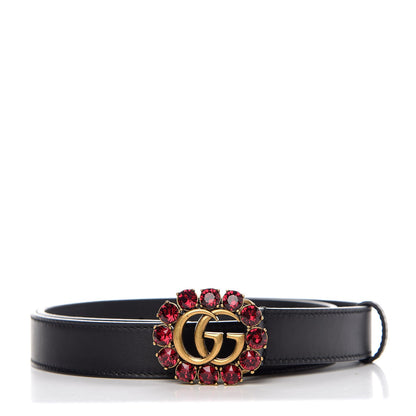 Gucci Calfskin Crystal Double G 30mm Belt 80 32 Black 1 of 7