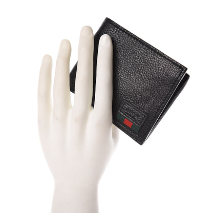Gucci Grained Calfskin Web Bi-Fold Wallet Black 2 of 6
