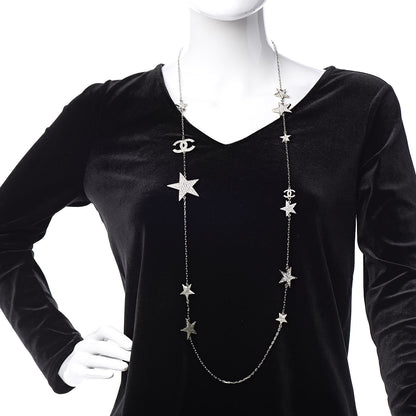 Chanel Crystal Star CC Long Necklace Silver 2 of 5