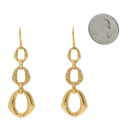 Gucci 18K Yellow Gold Diamond Bamboo Drop Earrings 2 of 5