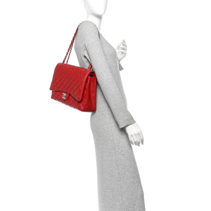 Chanel Lambskin Quilted Maxi Double Flap Red 2 of 9