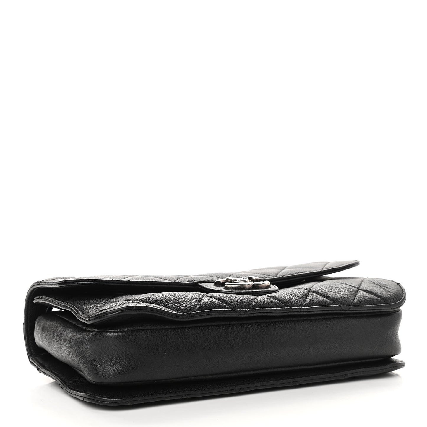 Goatskin Quilted Medium Perfect Edge Flap Black