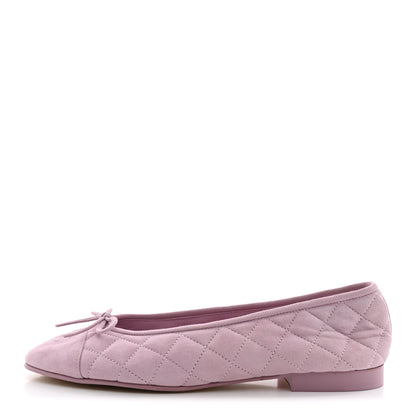 Chanel Suede Quilted Cap Toe CC Ballerina Flats 38.5 Light Pink 1 of 14