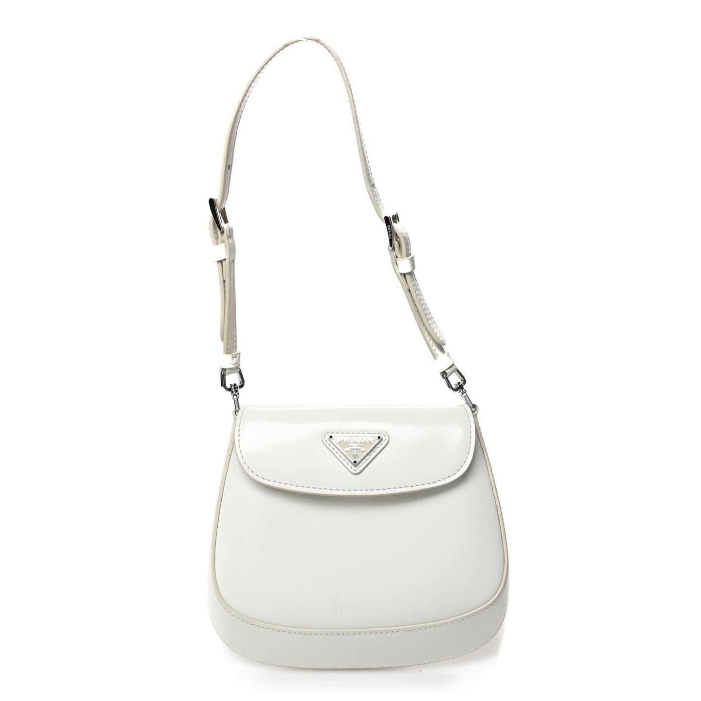 Spazzolato Mini Cleo Flap Adjustable Strap Shoulder Bag White
