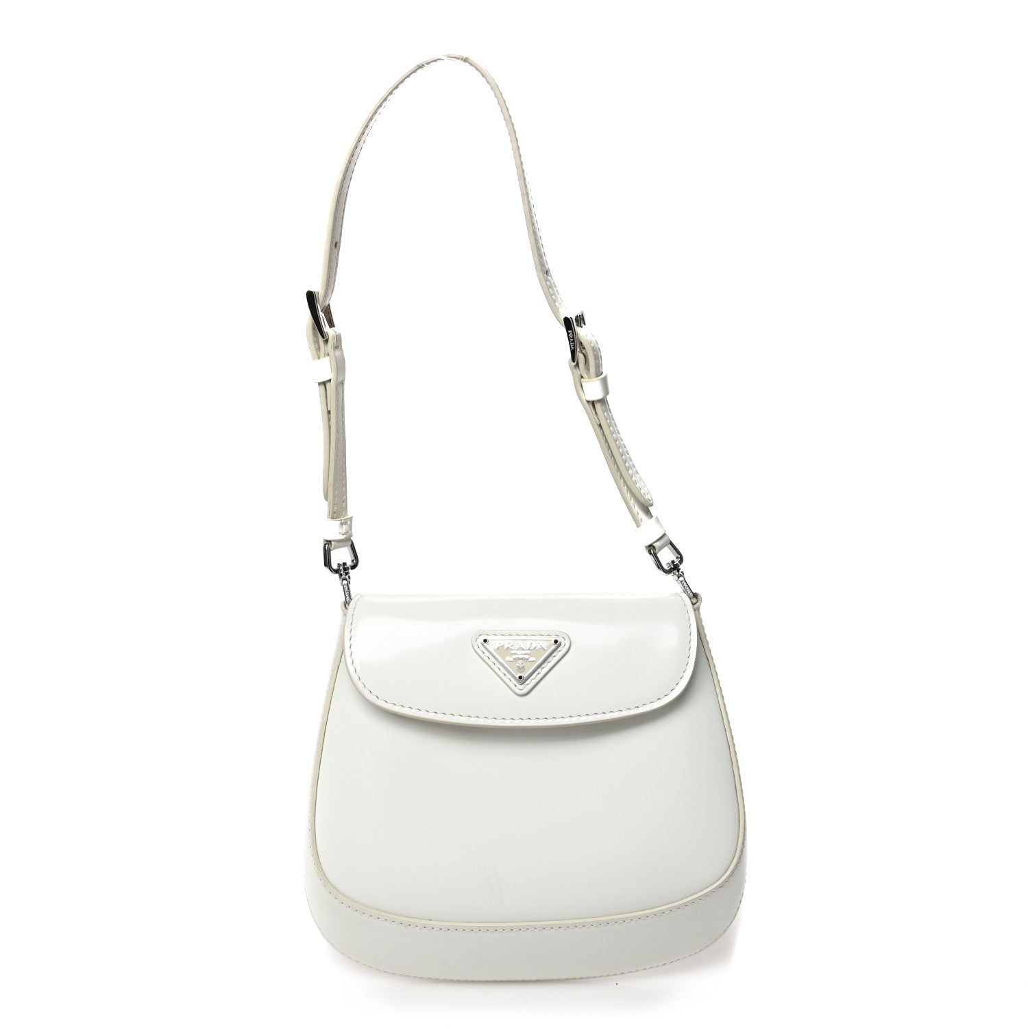 Prada Spazzolato Mini Cleo Flap Adjustable Strap Shoulder Bag White 1 of 11
