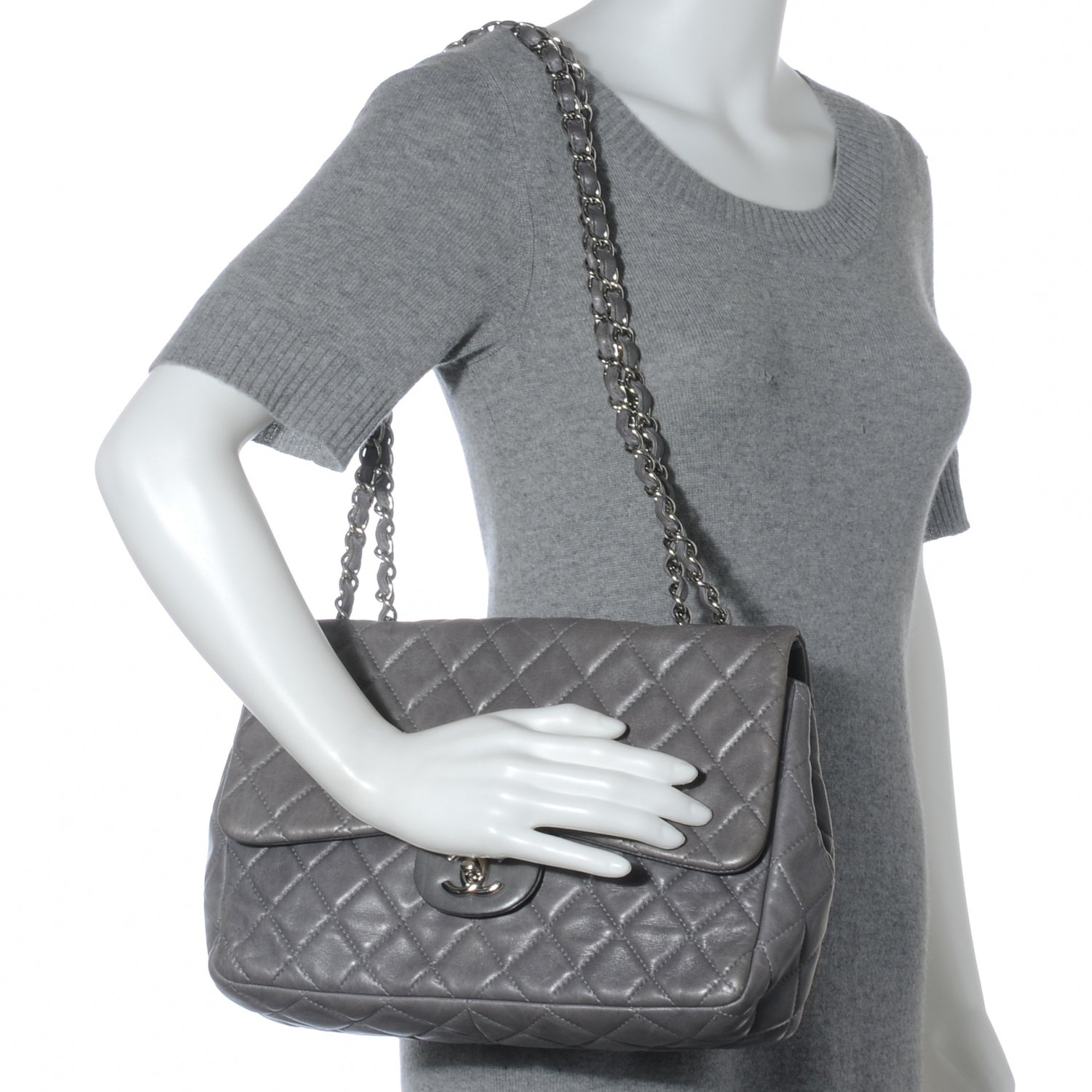Chanel Lambskin Jumbo Single Flap Grey 2 of 10
