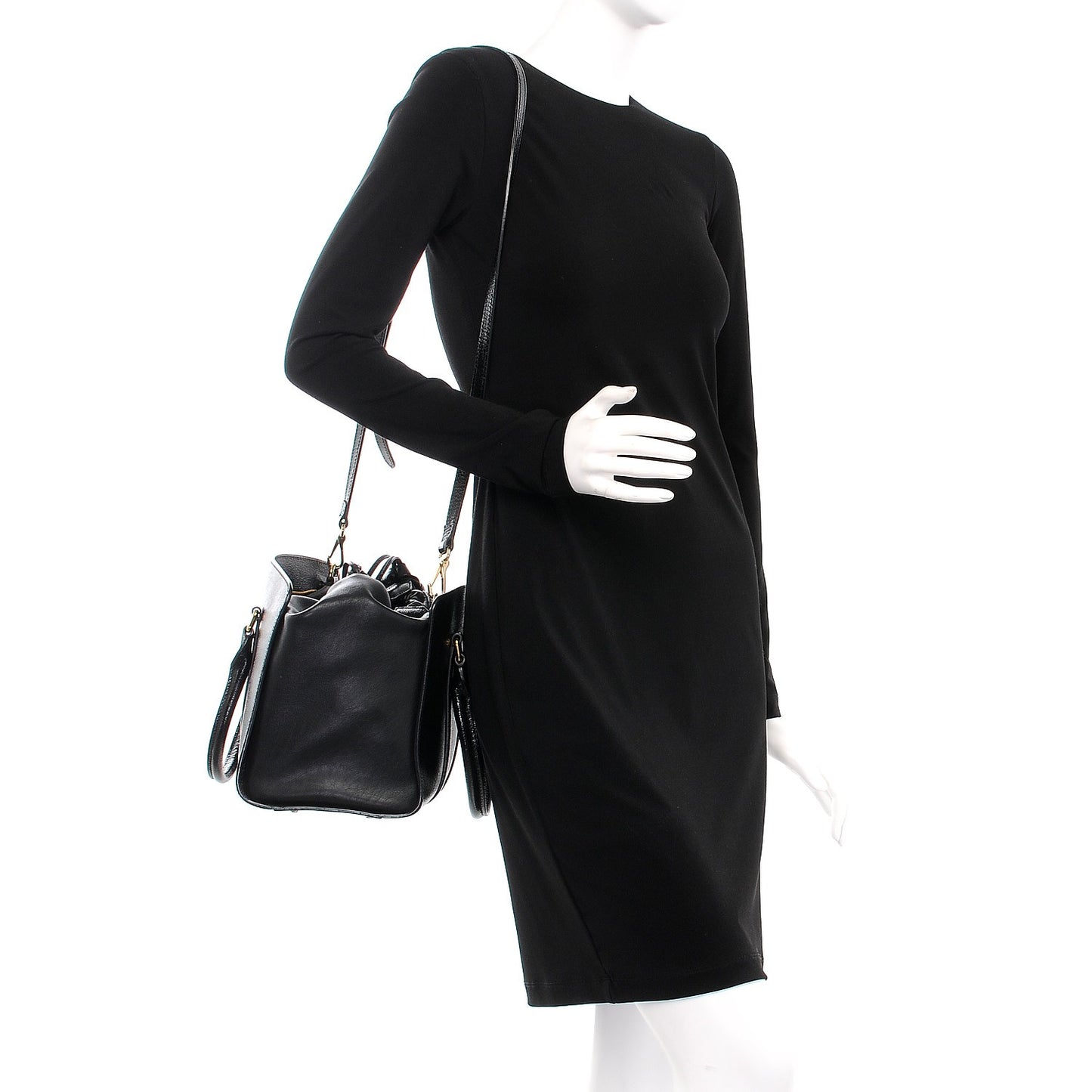 Patent Calfskin Medium Dinton Tote Black