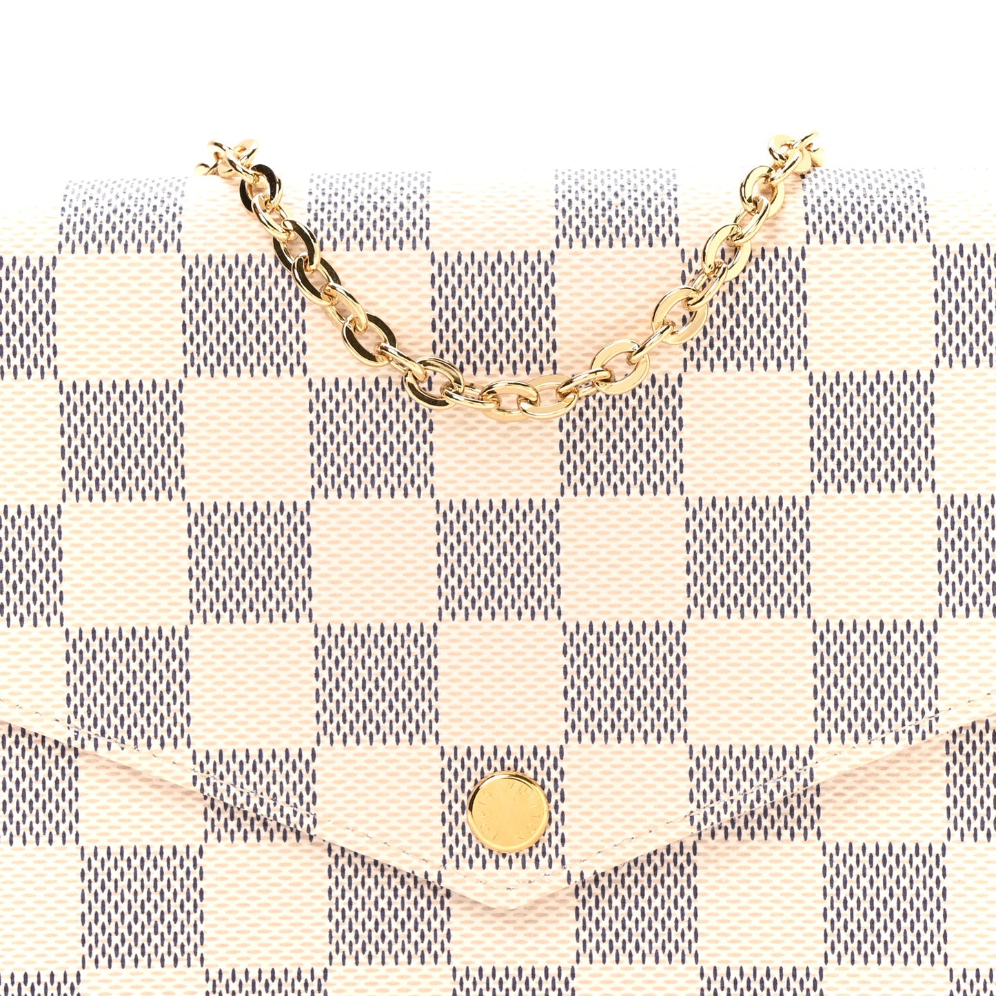 Damier Azur Pochette Felicie Chain Wallet Rose Ballerine