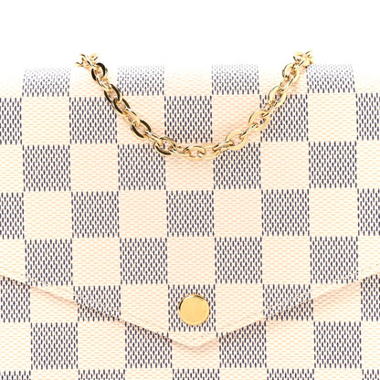 Louis Vuitton Damier Azur Pochette Felicie Chain Wallet Rose Ballerine 8 of 11