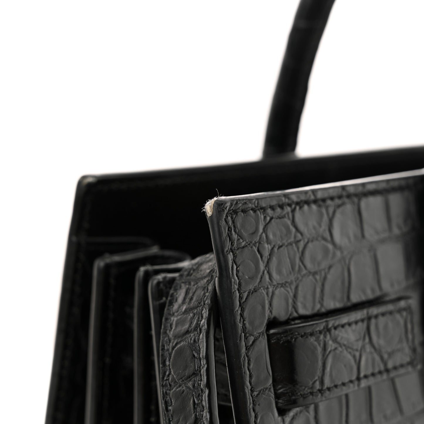 Calfskin Crocodile Embossed Baby Sac De Jour Black