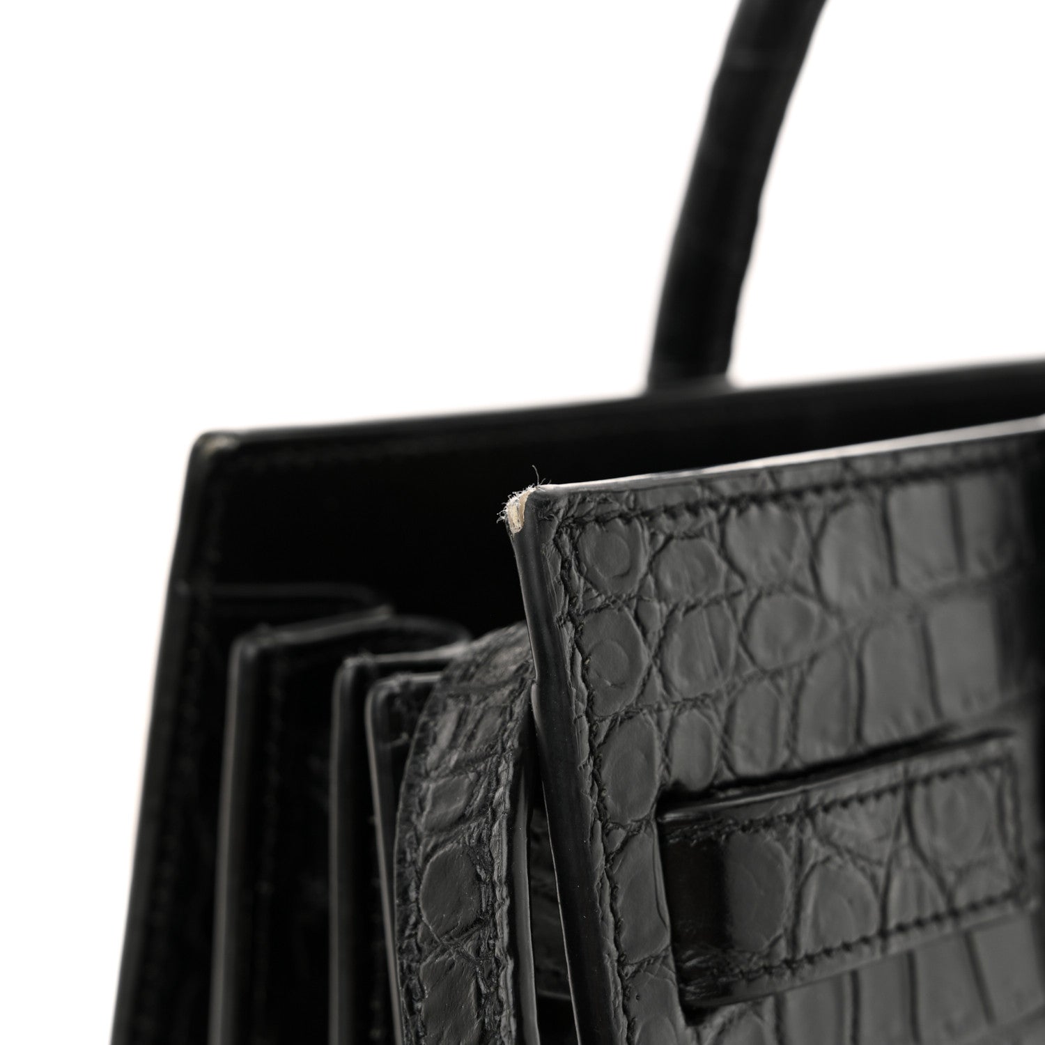 Saint Laurent Calfskin Crocodile Embossed Baby Sac De Jour Black 12 of 14