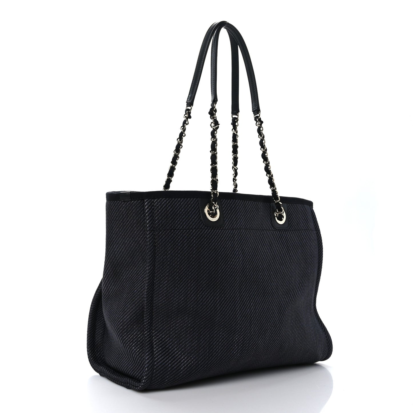 Mixed Fibers Calfskin Small Deauville Tote Black