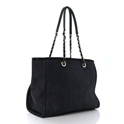 Chanel Mixed Fibers Calfskin Small Deauville Tote Black 3 of 9