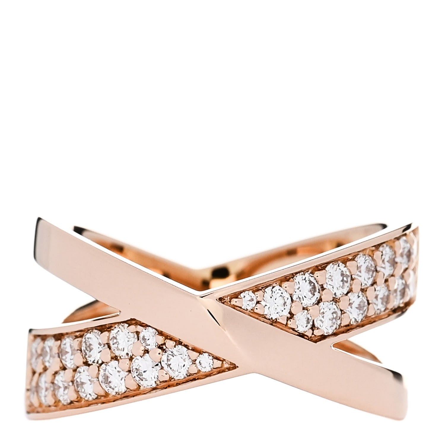 Tiffany 18K Rose Gold Diamond Atlas X Wide Ring 53 6.5 1 of 5