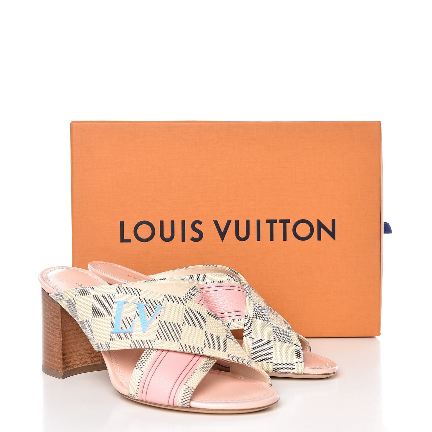 Damier Azur Panorama Mules 36 Pink