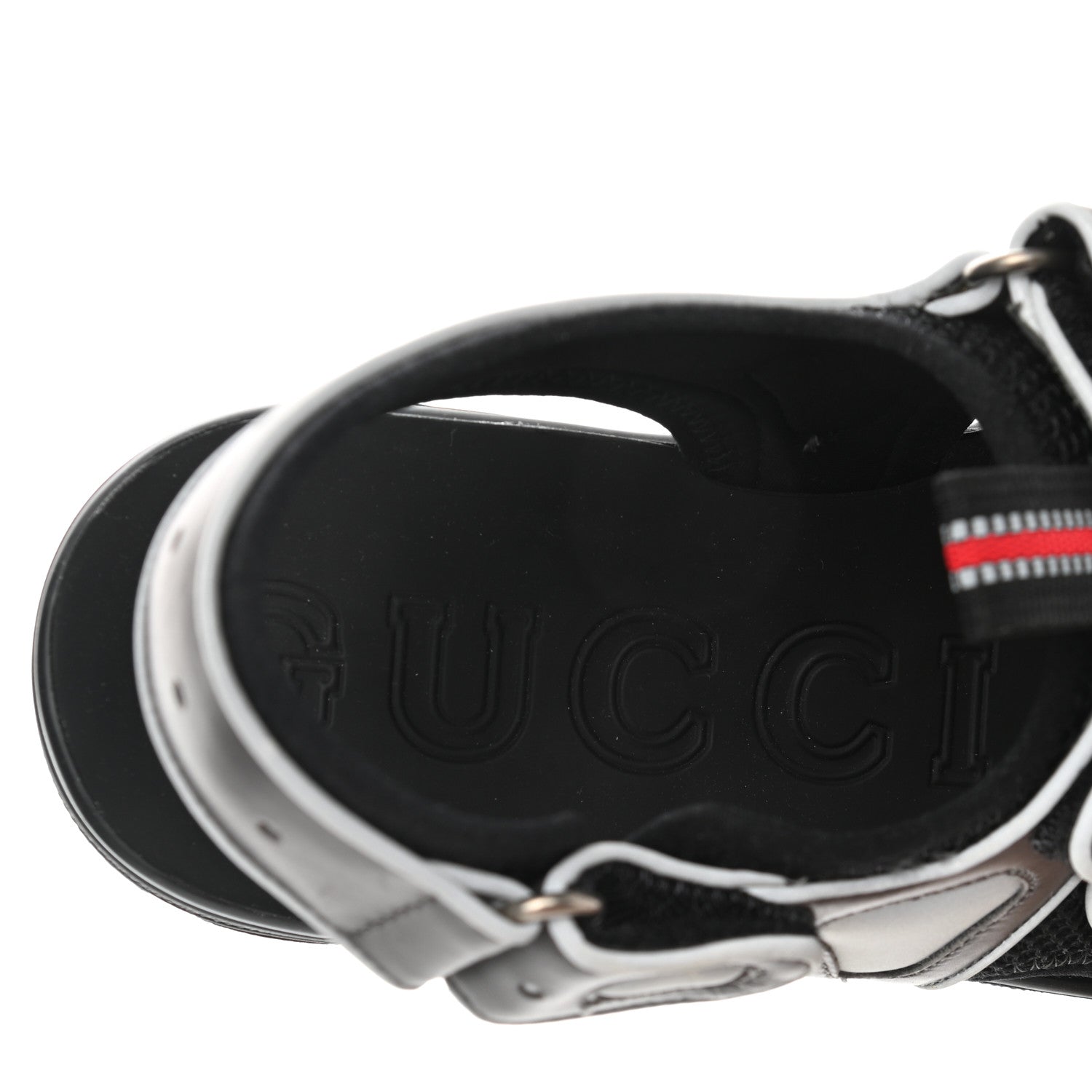 Gucci Mesh Fabric Mens Tinsel Sport Sandals 7 Black Silver Green 7 of 10