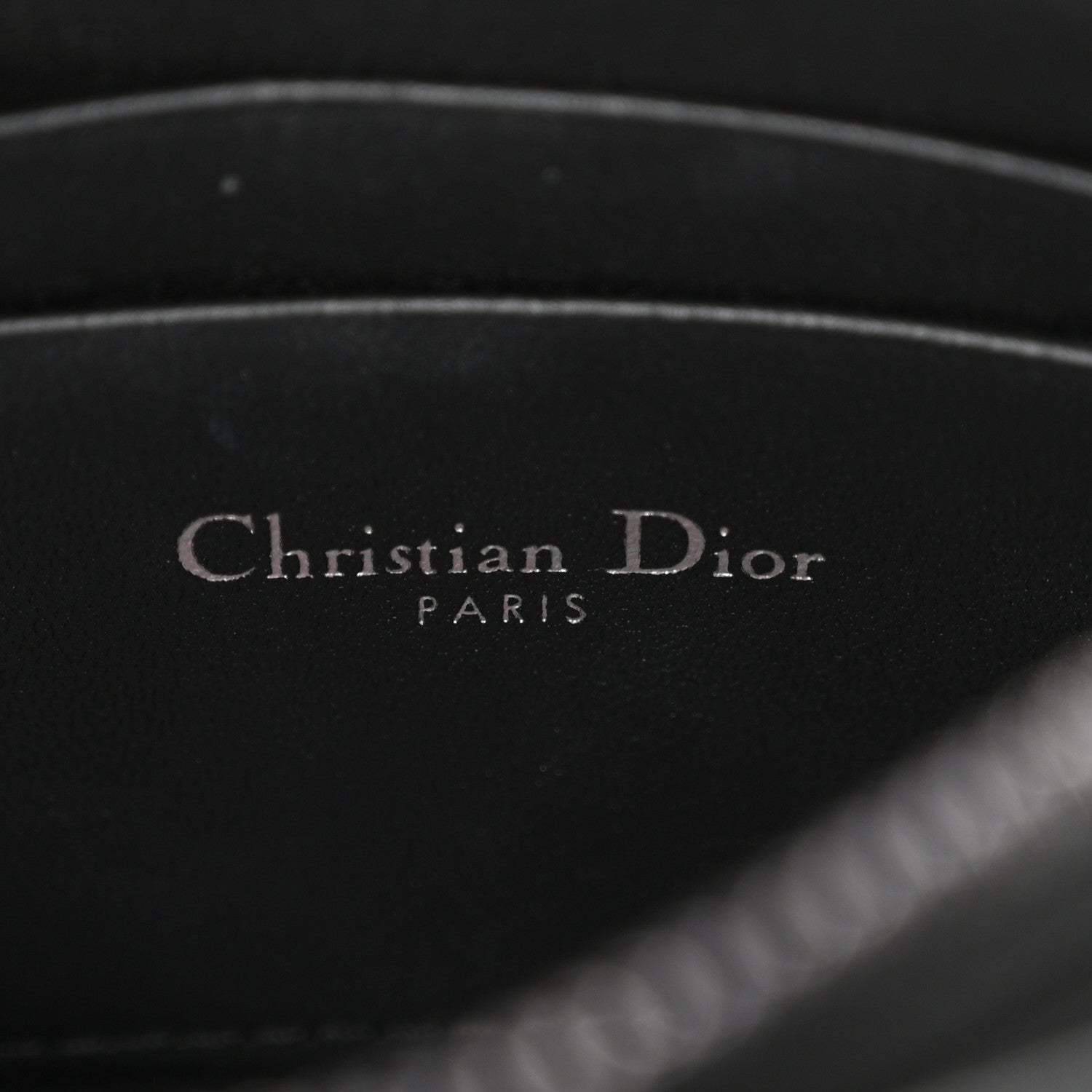 Christian Dior Calfskin Macrocannage Diamond Caro Zipped Pouch With Chain Black 6 of 13