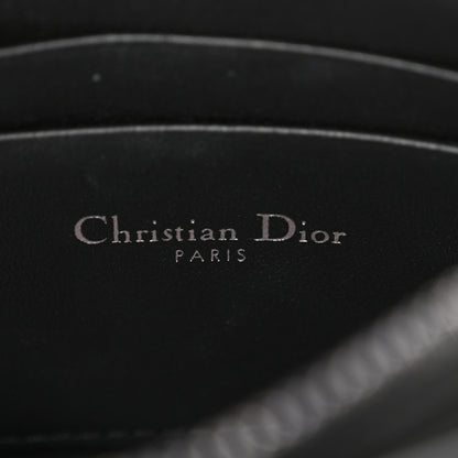 Christian Dior Calfskin Macrocannage Diamond Caro Zipped Pouch With Chain Black 6 of 13