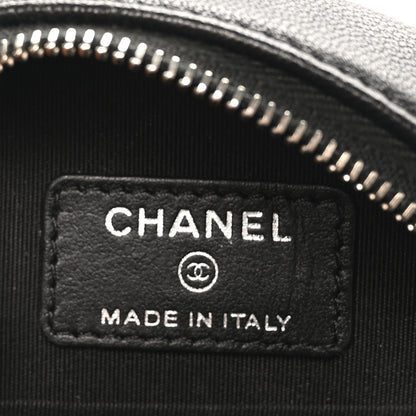 Chanel Goatskin Camellia Quilted Round Clutch With Chain Black 6 of 10