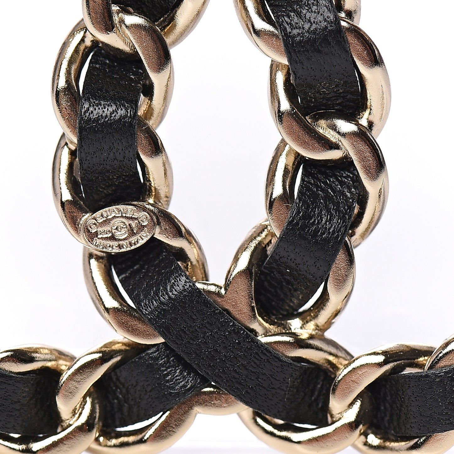 Lambskin Chain CC Brooch Black Gold