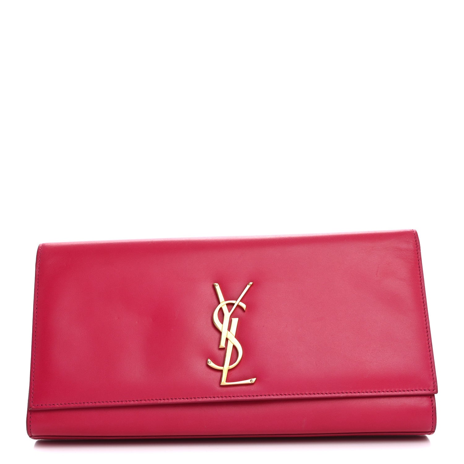 Saint Laurent Smooth Calfskin Classic Monogram Cassandre Clutch Lipstick Fuchsia 1 of 18