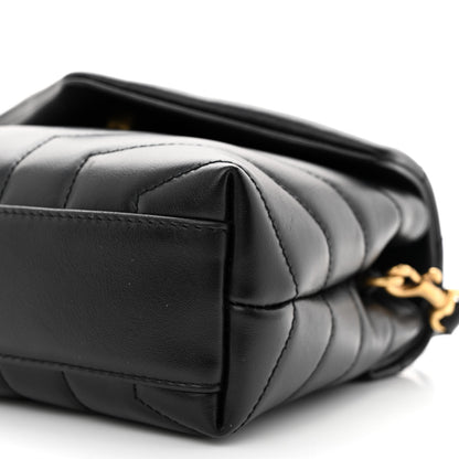 Saint Laurent Calfskin Y Quilted Monogram Toy Loulou Crossbody Bag Black 10 of 12
