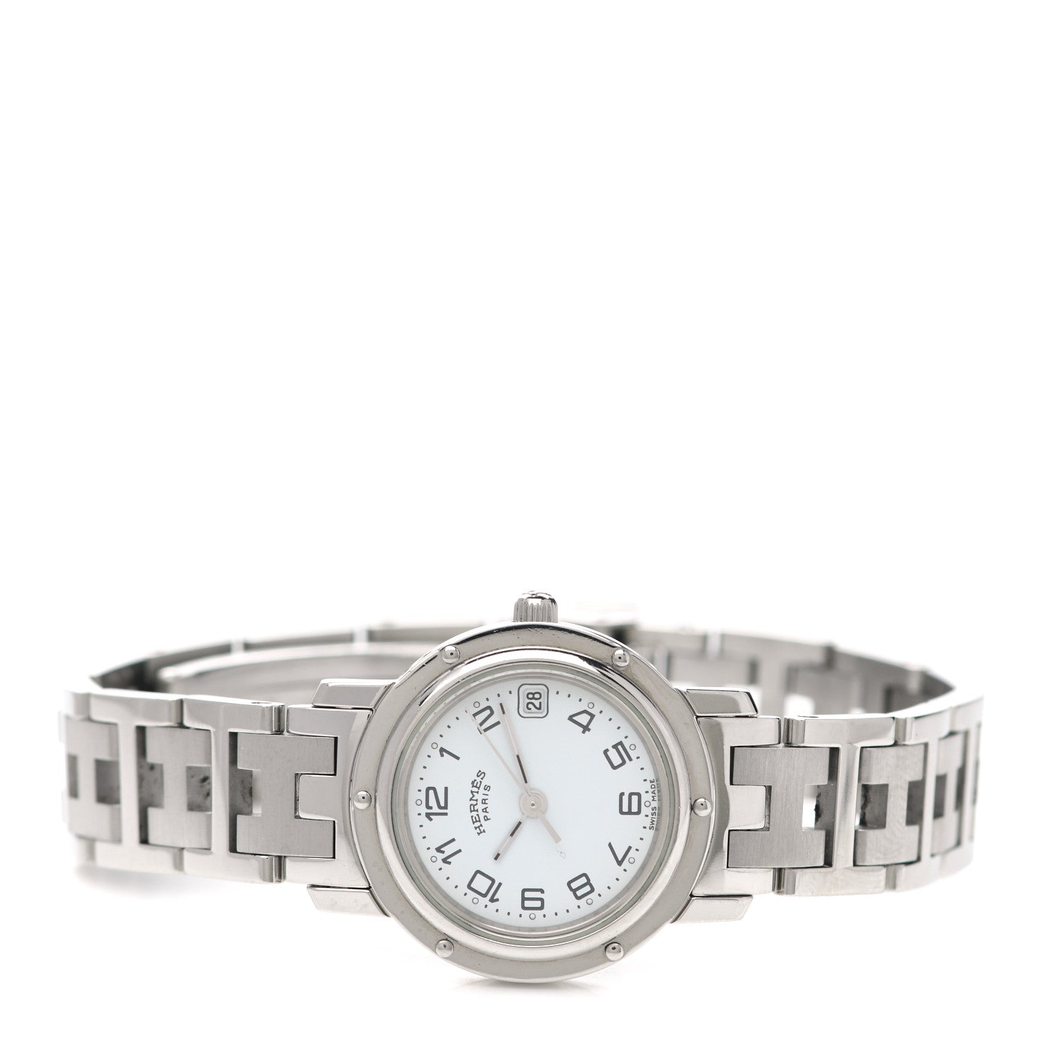 Hermes Stainless Steel 24mm Clipper Quartz Watch White 4 of 8