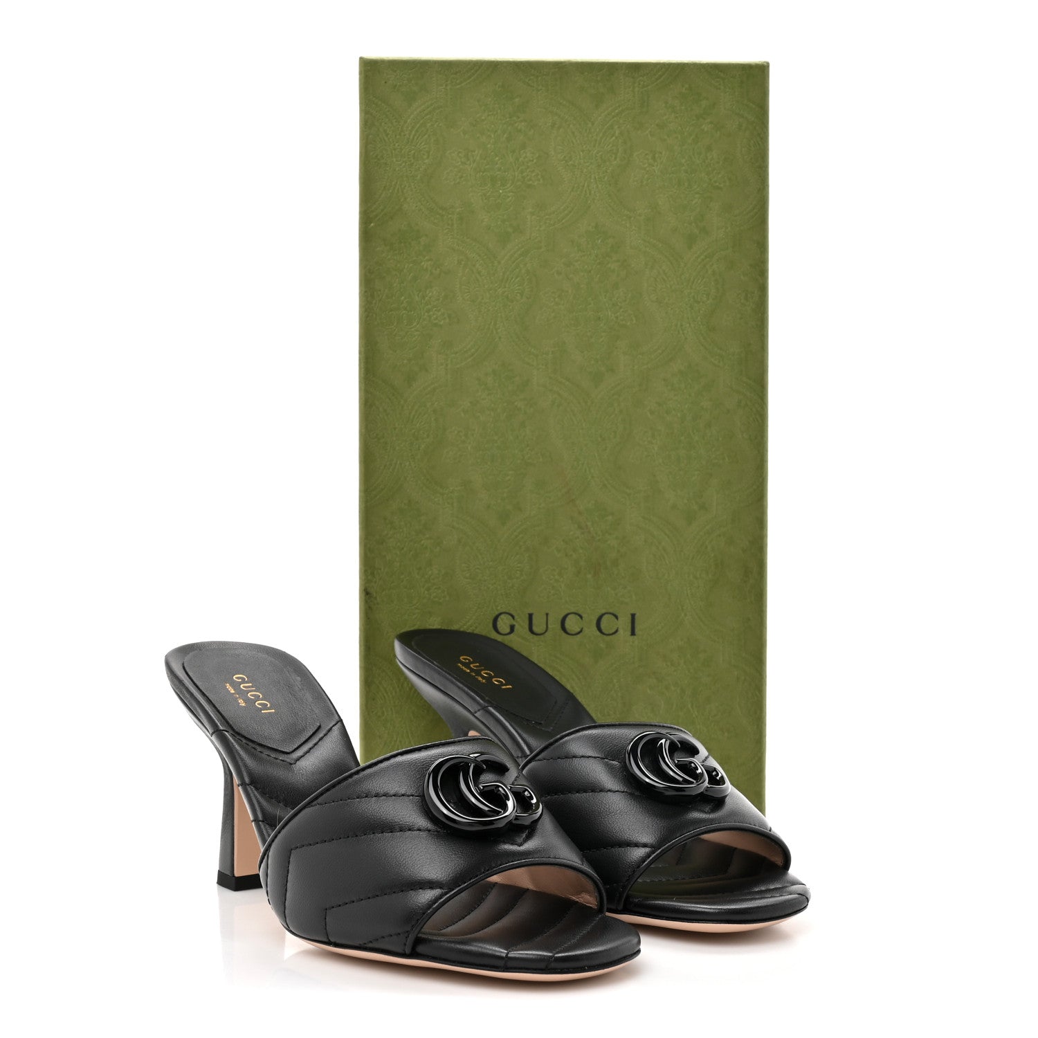 Gucci Nappa Matelasse Monochrome GG Marmont 75mm Slide Sandals 36.5 Black 10 of 10