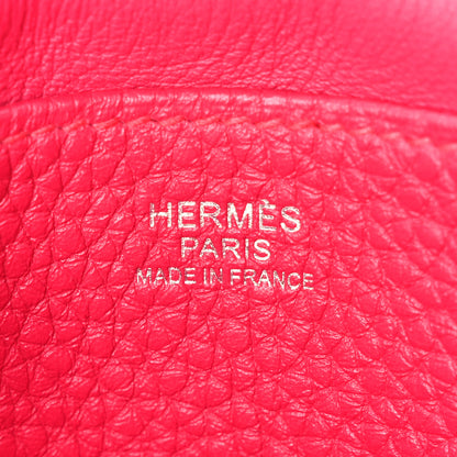 Hermes Taurillon Clemence Halzan 25 Rose Shocking 7 of 11
