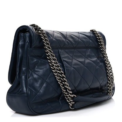 Chanel Calfskin Quilted Coco Pleats Flap Navy Blue 3 of 10