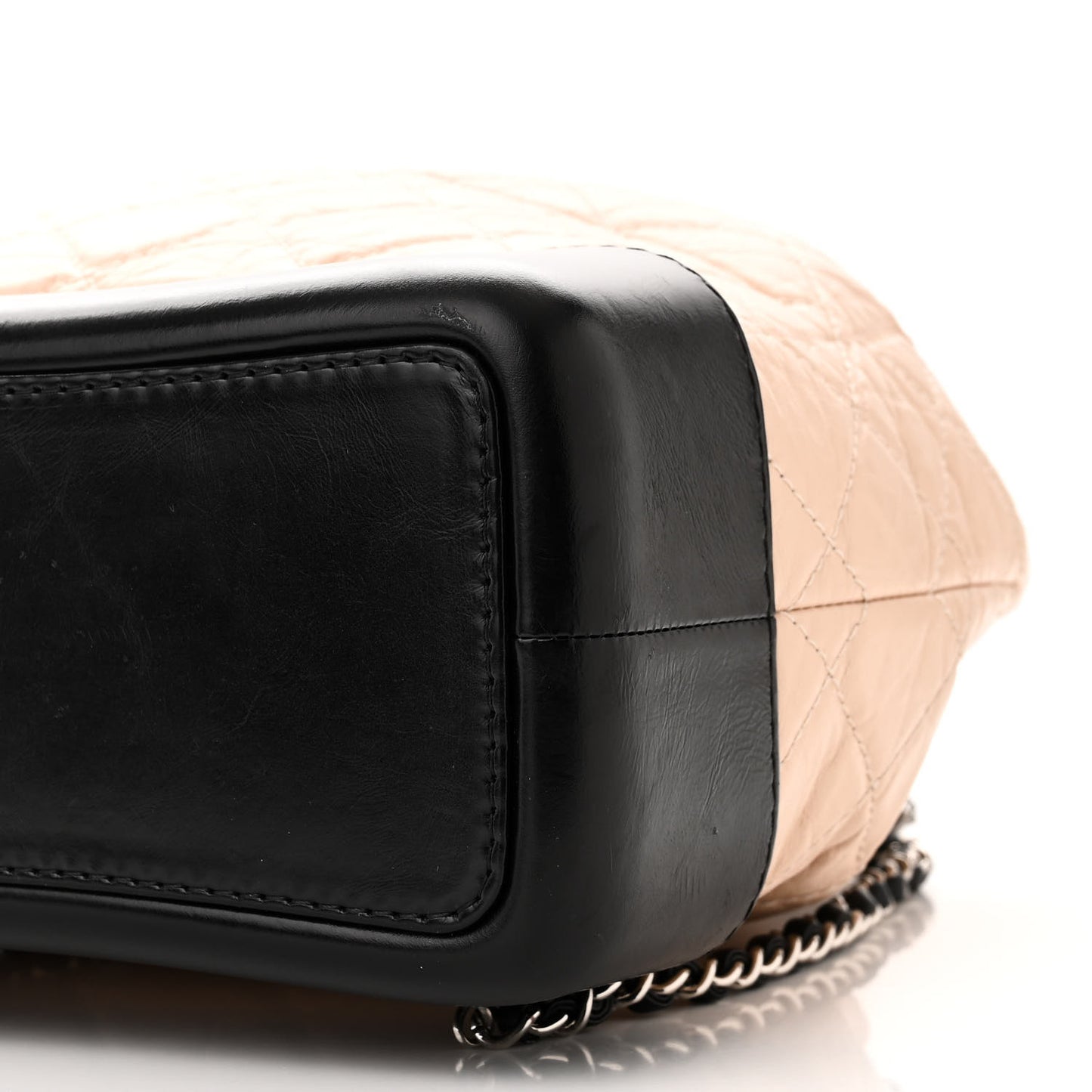 Aged Calfskin Quilted Small Gabrielle Backpack Beige Black