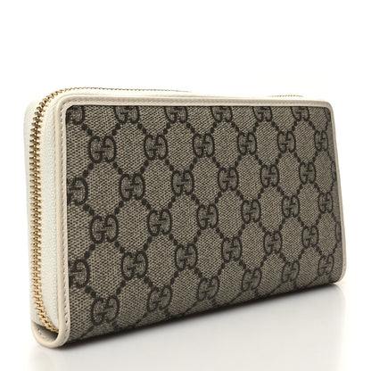 Gucci GG Supreme Monogram Azalea Calfskin Horsebit 1955 Zip Around Wallet Beige Ebony Mystic White 3 of 9