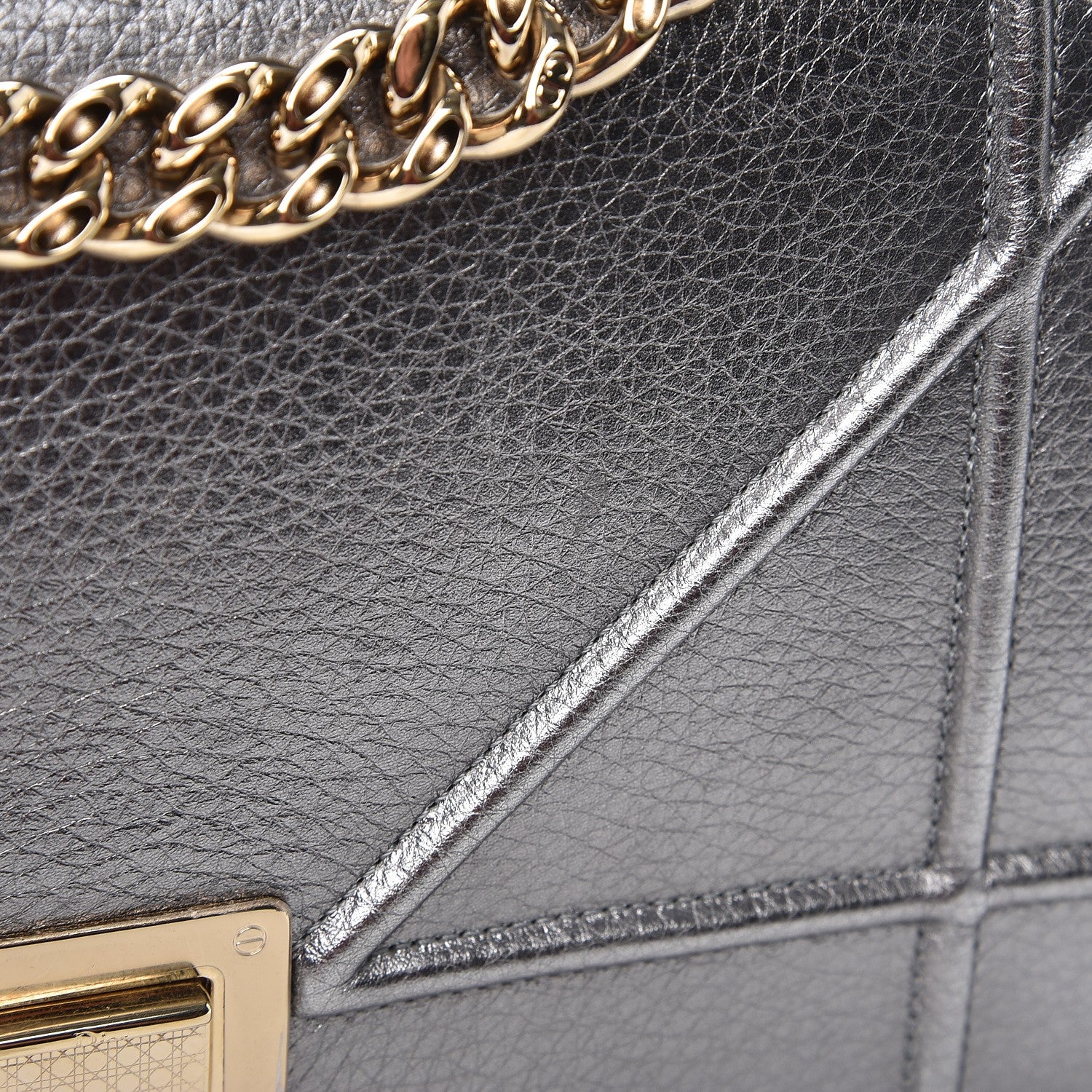 Christian Dior Metallic Grained Calfskin Medium Diorama Flap Bag Silver 8 of 10